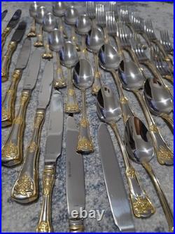 ROYAL ALBERT OLD COUNTRY ROSES GOLD 18/10 Stainless Flatware 53 Pieces5