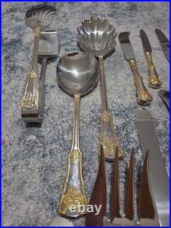ROYAL ALBERT OLD COUNTRY ROSES GOLD 18/10 Stainless Flatware 53 Pieces5