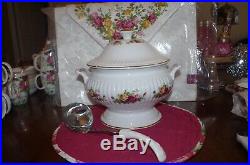 ROYAL ALBERT OLD COUNTRY ROSES LARGE COVERED SOUP TUREEN WithLADLE NEW