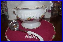 ROYAL ALBERT OLD COUNTRY ROSES LARGE COVERED SOUP TUREEN WithLADLE NEW