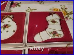 ROYAL ALBERT OLD COUNTRY ROSES ORNAMENT SET NIB IN ORIGINAL BOX SET OF NiNE