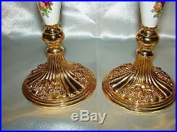 ROYAL ALBERT OLD COUNTRY ROSES PILLAR CANDLE STICK HOLDERS