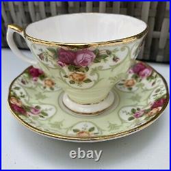 ROYAL ALBERT OLD COUNTRY ROSES Ruby Peach Blue Peppermint Cup Saucer Plate TRIO