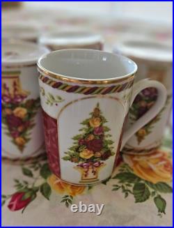 ROYAL ALBERT OLD COUNTRY ROSES SEASON OF COLOUR 6bMUGS CRANBERRY