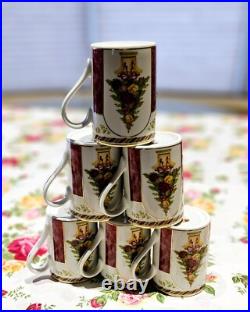 ROYAL ALBERT OLD COUNTRY ROSES SEASON OF COLOUR 6bMUGS CRANBERRY