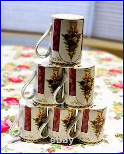 ROYAL ALBERT OLD COUNTRY ROSES SEASON OF COLOUR 6bMUGS CRANBERRY