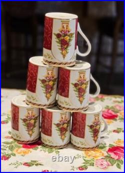 ROYAL ALBERT OLD COUNTRY ROSES SEASON OF COLOUR 6bMUGS CRANBERRY