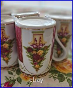 ROYAL ALBERT OLD COUNTRY ROSES SEASON OF COLOUR 6bMUGS CRANBERRY