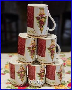 ROYAL ALBERT OLD COUNTRY ROSES SEASON OF COLOUR 6bMUGS CRANBERRY