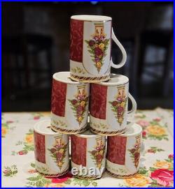 ROYAL ALBERT OLD COUNTRY ROSES SEASON OF COLOUR 6bMUGS CRANBERRY
