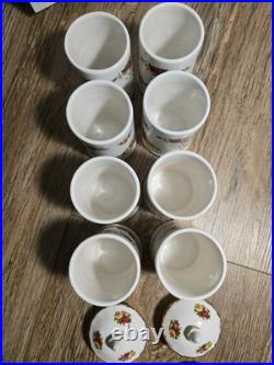 ROYAL ALBERT OLD COUNTRY ROSES SPICE JARS Set Of 8 BONE CHINA Rare (no rack) ROYAL ALBERT OLD COUNTRY ROSES SPICE JARS Set Of 8 BONE CHINA Rare (no rack)
