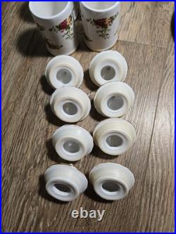 ROYAL ALBERT OLD COUNTRY ROSES SPICE JARS Set Of 8 BONE CHINA Rare (no rack) ROYAL ALBERT OLD COUNTRY ROSES SPICE JARS Set Of 8 BONE CHINA Rare (no rack)