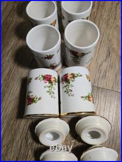 ROYAL ALBERT OLD COUNTRY ROSES SPICE JARS Set Of 8 BONE CHINA Rare (no rack) ROYAL ALBERT OLD COUNTRY ROSES SPICE JARS Set Of 8 BONE CHINA Rare (no rack)