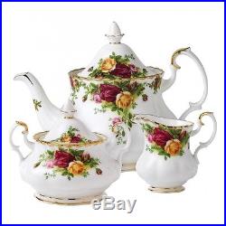 Royal Albert Old Country Roses Tea Pot, Creamer, Sugar & Completer Set Nib