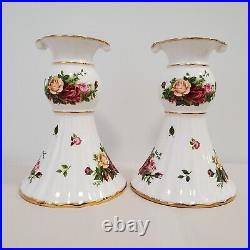 'ROYAL ALBERT (OLD COUNTRY ROSE'S) Set of 2. Candle holders
