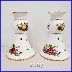 'ROYAL ALBERT (OLD COUNTRY ROSE'S) Set of 2. Candle holders
