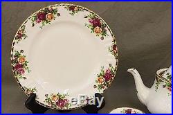 ROYAL ALBERT Old Country Roses Bone China Five Pc Place Setting, Teapot ++