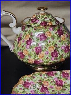 ROYAL ALBERT Old Country Roses CHINTZ COLLECTION Teapot Collection 10pc