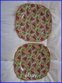 ROYAL ALBERT Old Country Roses CHINTZ Set 4 Salad Plates Square 8 unused