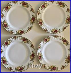 ROYAL ALBERT Old Country Roses Dinner Plates 10 3/8 Set 4 Gold Trim MINT COND
