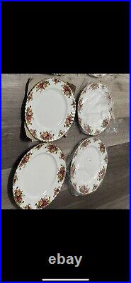 ROYAL ALBERT Old Country Roses Dinner Plates 10 3/8 Set of 4 Gold Trim ENGLAND