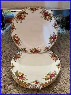 ROYAL ALBERT Old Country Roses Dinner Plates Set of 8 Excellent Condition