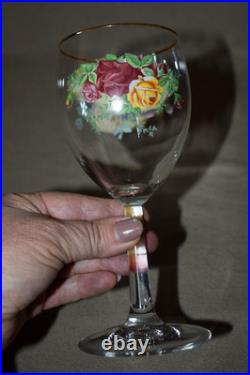 ROYAL ALBERT Old Country Roses Glasses Goblets 12oz 7 1/4 Tall Set of 10