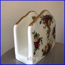 ROYAL ALBERT Old Country Roses Gold Napkin Holder Bone China Rare