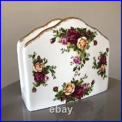 ROYAL ALBERT Old Country Roses Gold Napkin Holder Bone China Rare