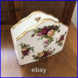 ROYAL ALBERT Old Country Roses Gold Napkin Holder Bone China Rare