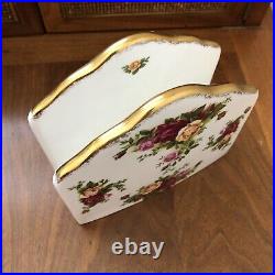 ROYAL ALBERT Old Country Roses Gold Napkin Holder Bone China Rare