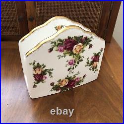 ROYAL ALBERT Old Country Roses Gold Napkin Holder Bone China Rare