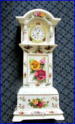 ROYAL ALBERT Old Country Roses Grandfather Clock with Applied Flowers 40cm