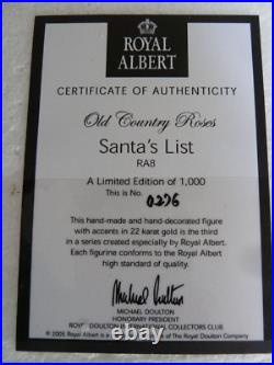 ROYAL ALBERT Old Country Roses Santa's List Figurine Christmas 2005 Signed Box