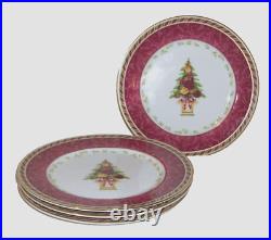ROYAL ALBERT Old Country Roses-Seasons of Color-Christmas 4 Salad Plates Crown