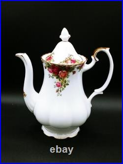 ROYAL ALBERT Old Country Roses Vintage Coffee Pot withLid Bone China 10 Tall 1962