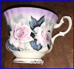 ROYAL ALBERT PINK & Lavender? CABBAGE ROSE TEA CUP & SAUCER SET