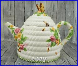 ROYAL ALBERT Seasons of Colour Old Country Roses Teapot Beehive Bees