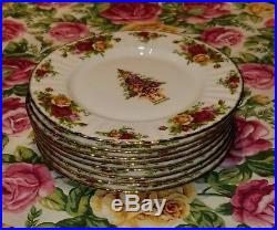 ROYAL ALBERT old country roses CHRISTMAS accent SALAD PLATES 8 NWT