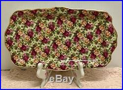 Rare 1999 Royal Albert Old Country Roses Chintz Collection Sandwich Tray Platter