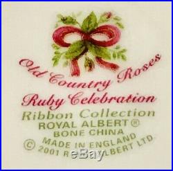 Rare 2001 Royal Albert Old Country Roses England Ruby Celebration Ribbon Teapot