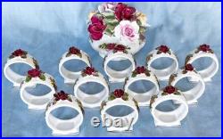 Rare And Beautiful Royal Albert Old Country Rose Table Napkin Rings-12 Sets