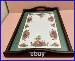 Rare Cloverleaf Royal Albert Old Country Roses Wood Luncheon Dinner Serving Tray Rare Cloverleaf Royal Albert Old Country Roses Wood Luncheon Dinner Serving Tray