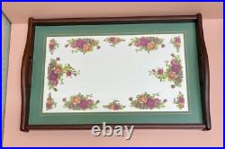 Rare Cloverleaf Royal Albert Old Country Roses Wood Luncheon Dinner Serving Tray Rare Cloverleaf Royal Albert Old Country Roses Wood Luncheon Dinner Serving Tray