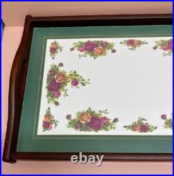 Rare Cloverleaf Royal Albert Old Country Roses Wood Luncheon Dinner Serving Tray Rare Cloverleaf Royal Albert Old Country Roses Wood Luncheon Dinner Serving Tray