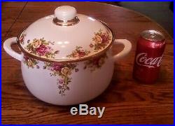 Rare! Large 7qt Royal Albert Old Country Rose Dutch Oven with Lid
