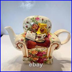 Rare Number 10/200 Royal Albert Old Country Roses Paul Cardew Chair Teapot Teddy