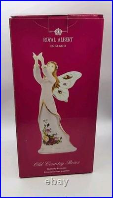 Rare Royal Albert Old Country Rose Butterfly Princess Figurine 9 In Tall Boxed