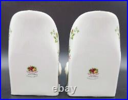 Rare Royal Albert Old Country Roses Bookends Red Yellow pink Applied Roses 1962