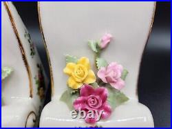 Rare Royal Albert Old Country Roses Bookends Red Yellow pink Applied Roses 1962